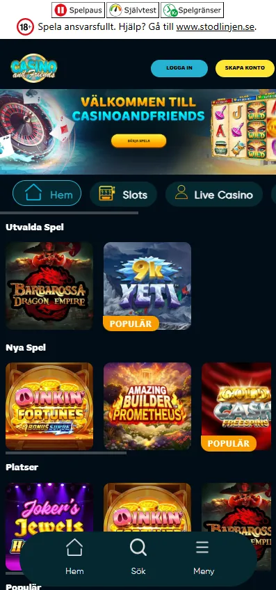 casinoandfriends mobile page
